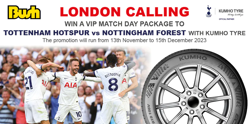Win A VIP Match Day Package to Tottenham Hotspur vs Nottingham Forest with Kumho Tyre
