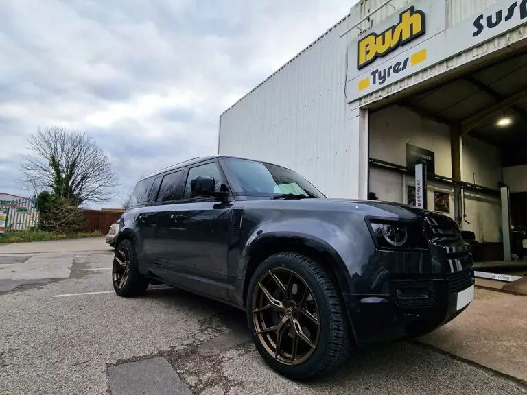 This 2023 Land Rover Defender 110 X-DYNAMIC HSE visited our Horncastle Branch for a full set of Vossen HF-5 alloy wheels. Supplied and fitted with a full Set of, “don’t forget the spare”, Yokohama Geolander GO15 All Terrain Tyres. This car is ready for any adventure.