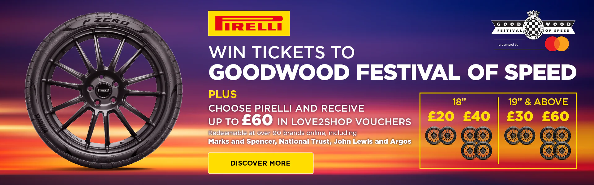 Pirelli - Goodwood FoS Tickets & Love2Shop Vouchers