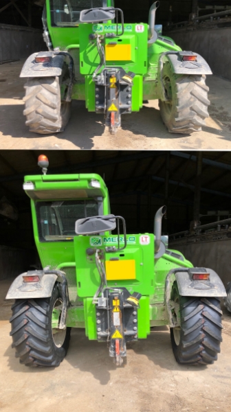Merlo TF38.7 before and after Mitas AC70G tyres fitted