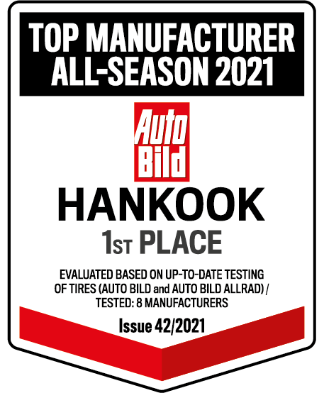 Hankook Top Manufacturer 1st place All-season 2021 Award Hankook Top Manufacturer 1st place All-season 2021 Award