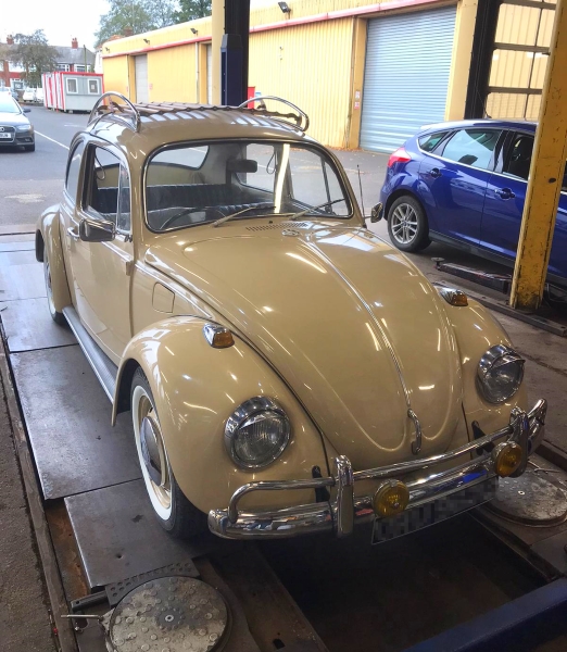 1969 VW Beetle in for wheel alignment at Endyke Tyres | Bush Tyres