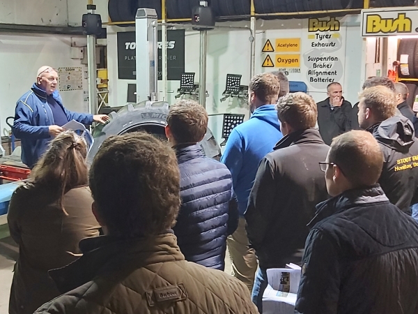 Ian Whitwell (Michelin) giving a talk to Lincolnshire Young Farmers  about all aspects of Agricultural tyres at Bush Tyres