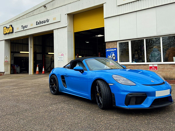 New Michelin Pilot Sport 4 S N0 fitment tyres for Shark Blue Porsche 718 Spyder - Bush Tyres