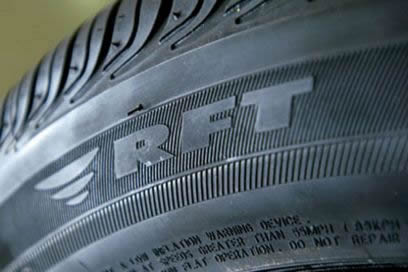 Bridgestone Run Flat Tyre (RFT). RFT is the sidewall marking to look for on a Bridgestone Run Flat Tyre or 'Driveguard'