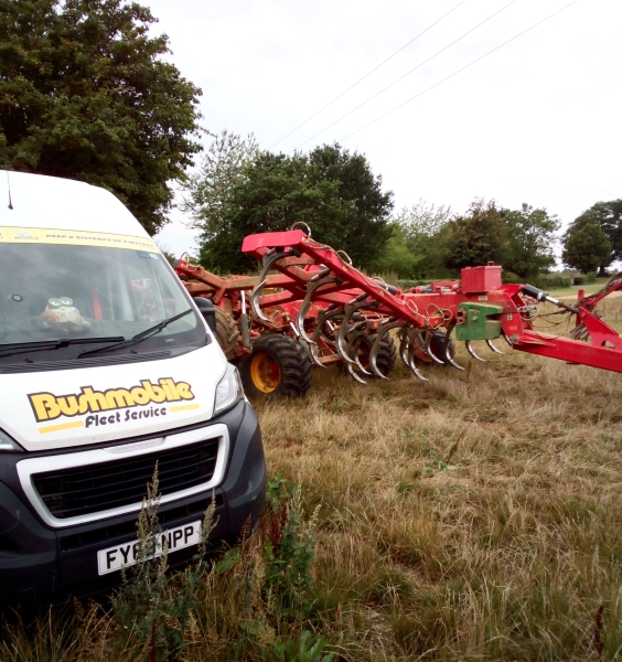 Bushmobile Service van after repairing a cultivator tyre puncture in the field | Bush Tyres